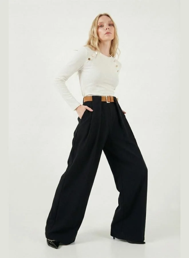 Lela Lela Wide Leg High Waist Wide Leg Trousers With Belt Detail Women'S Pants 6923855
